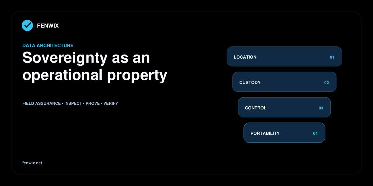 Data-sovereignty model covering known location, custody, operational control and record portability.